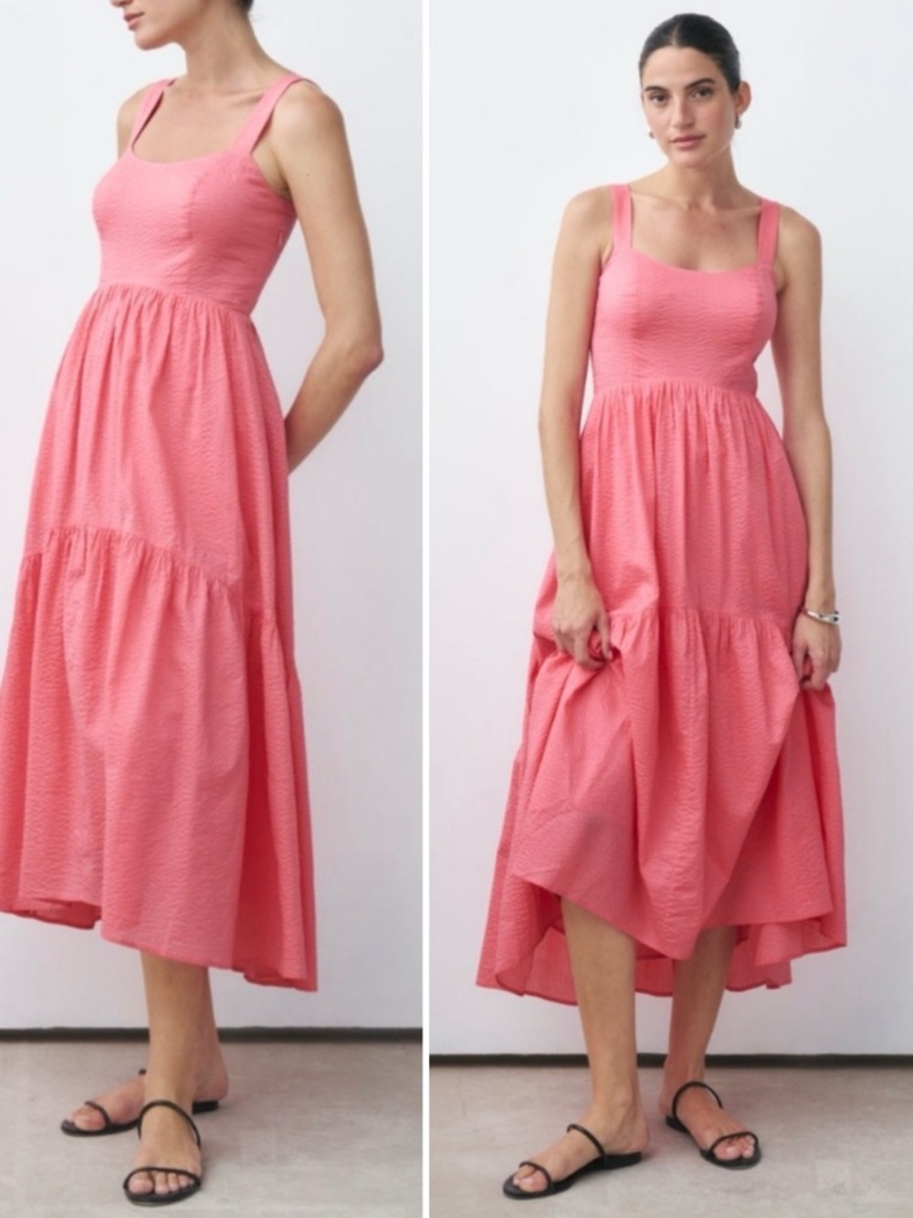 AYR The Magic Moment Pink Midi Dress Small Cotton Gauze Tiered Empire Feminine